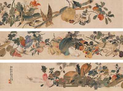 柳君然 辛未（1931年）作 花果图 卷 26×360cm